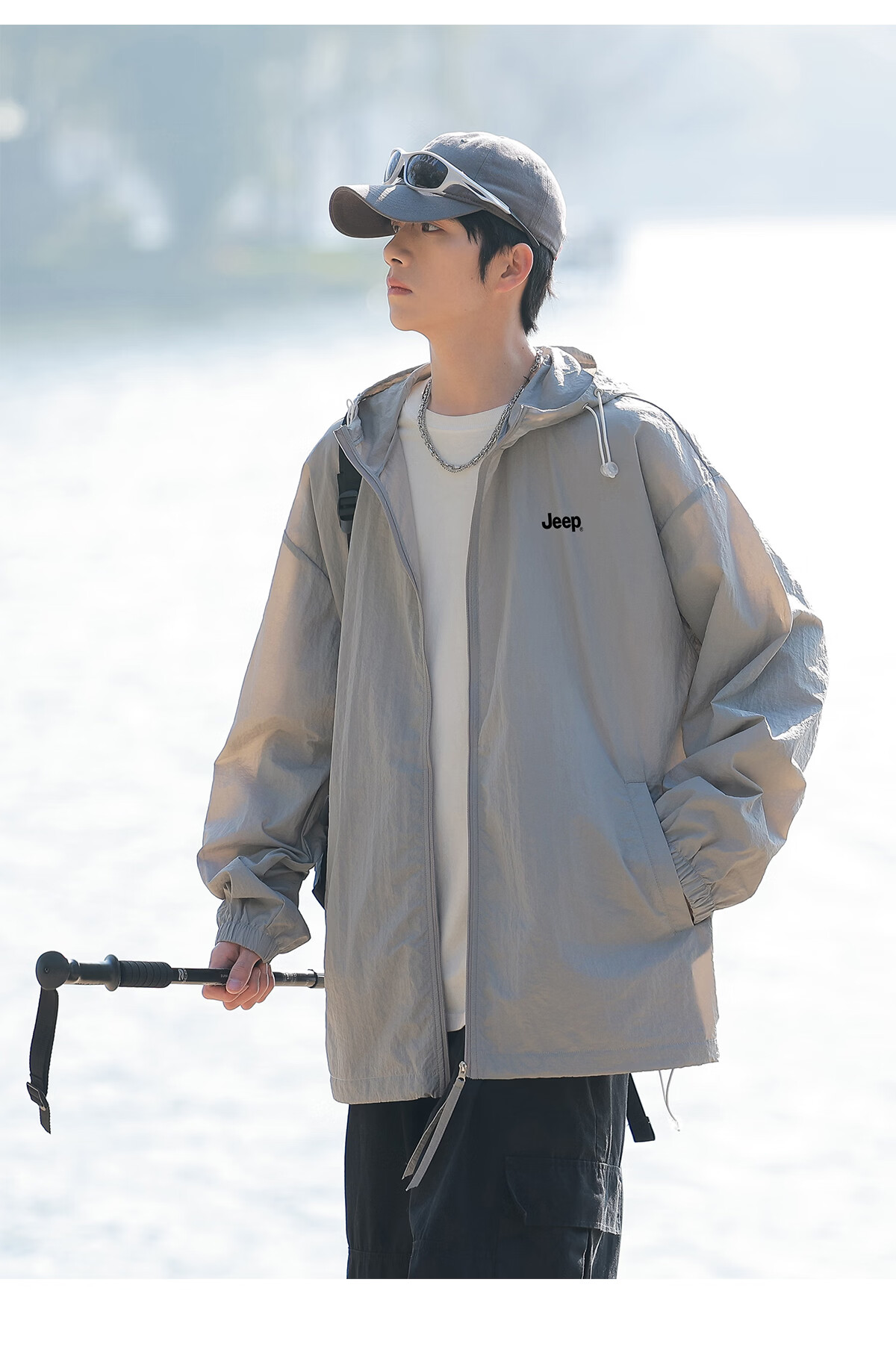 JEEP Summer Breathable Sun Protection Jacket Ice Silk Outdoor Sports Skin Jacket for Men and Women Couples 4XL Rock Gray 25
