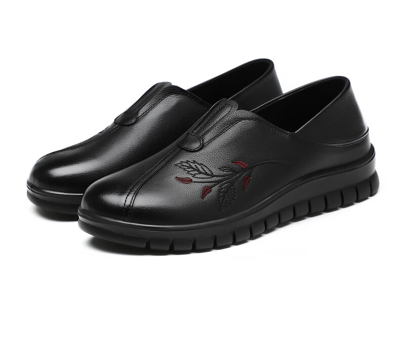 Red Dragonfly Mother's Day Middle-aged and Elderly Women's Soft Sole Flat Leather Shoes WTB429501 9