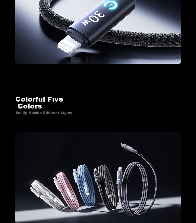 Baseus Apple Charging Cable PD30W/20W Smart Power-Off Data Cable for iPhone 14/13/12 Pro Max/11/XR/8P 1m White 11