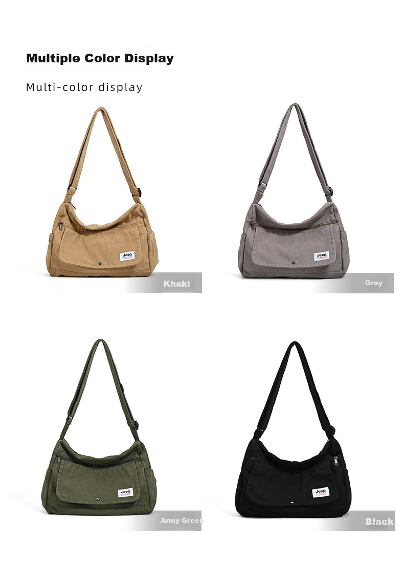 JEEP Men's Shoulder Bag Large Capacity Casual Crossbody Bag Japanese Style Canvas Crossbody Bag Brown 3