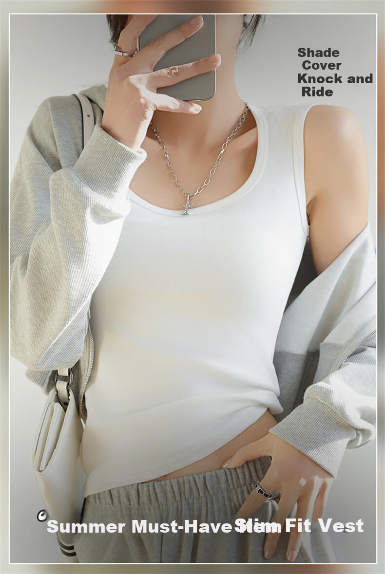 LangSha Spicy Girl Women's New Racerback Camisole Wide Shoulder Strap Slim Fit Sleeveless Top for Layering and Outerwear 1