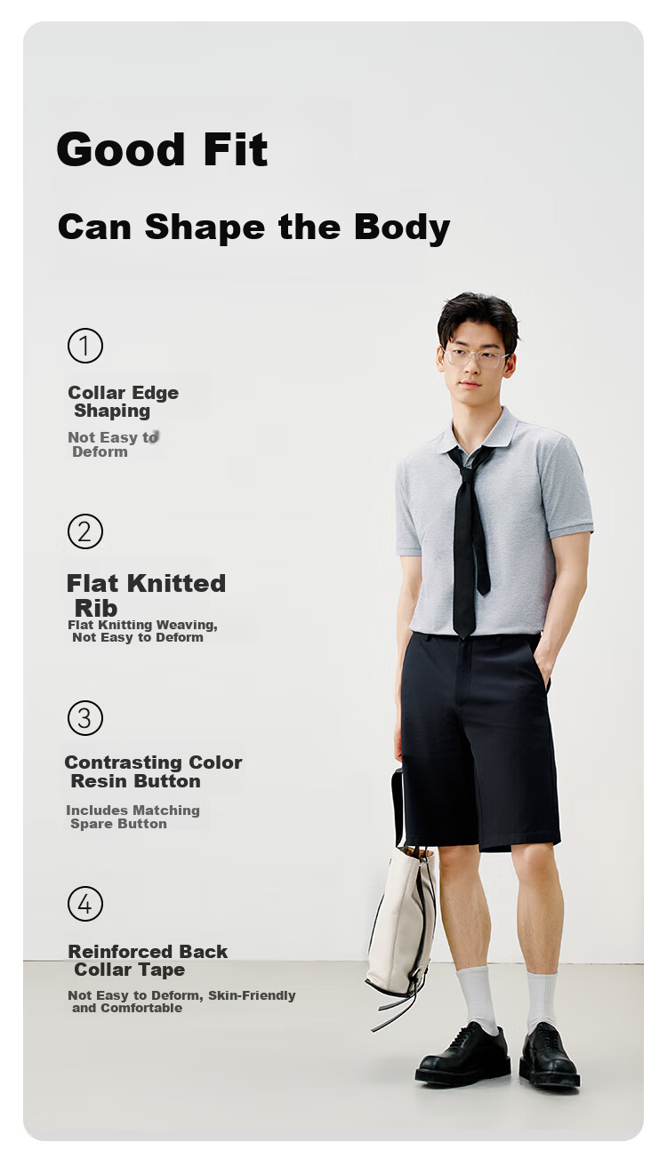 JD Original [Stain-Free Sweat] Men's Polo Shirt, Short-Sleeve T-Shirt for Spring, Men's Clothing Top, Black, S 7