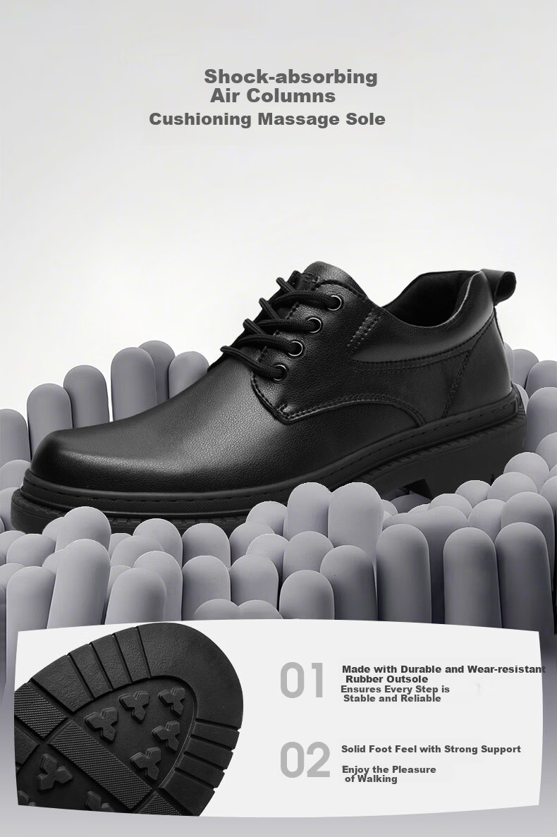 HLA Men's Business Casual Thick-Soled Height-Increasing Derby Shoes HAAPXM1EFE066 Black Size 38 4