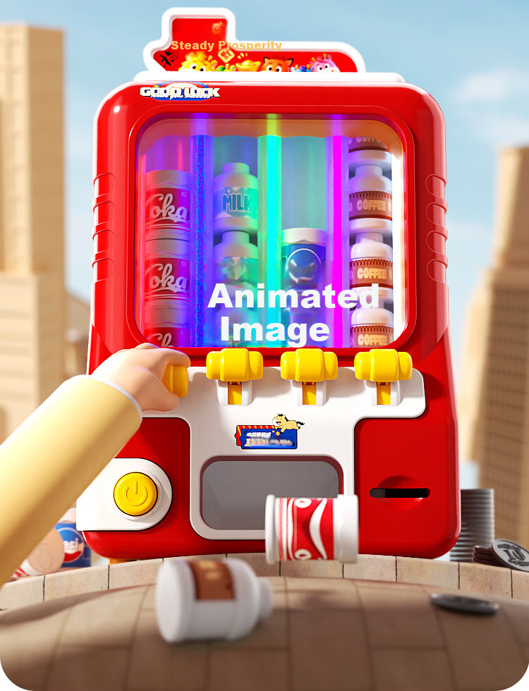 Mama Treasure Twin Beverage Vending Machine Toy Automatic Coin Operated Educational Toy for Children Girls Boys Role Play Gift Age 3-6 8