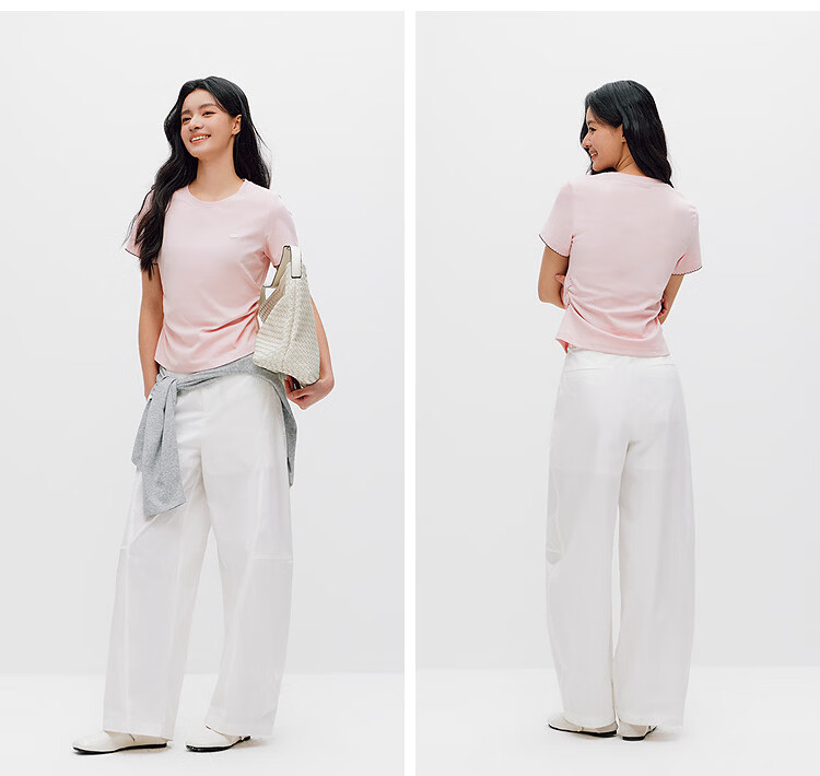 Semir Mall Same Style | Women's Summer Slim Fit Short Sleeve T-Shirt with Pleated Color Block Pullover 2026 Top 101326100048 26