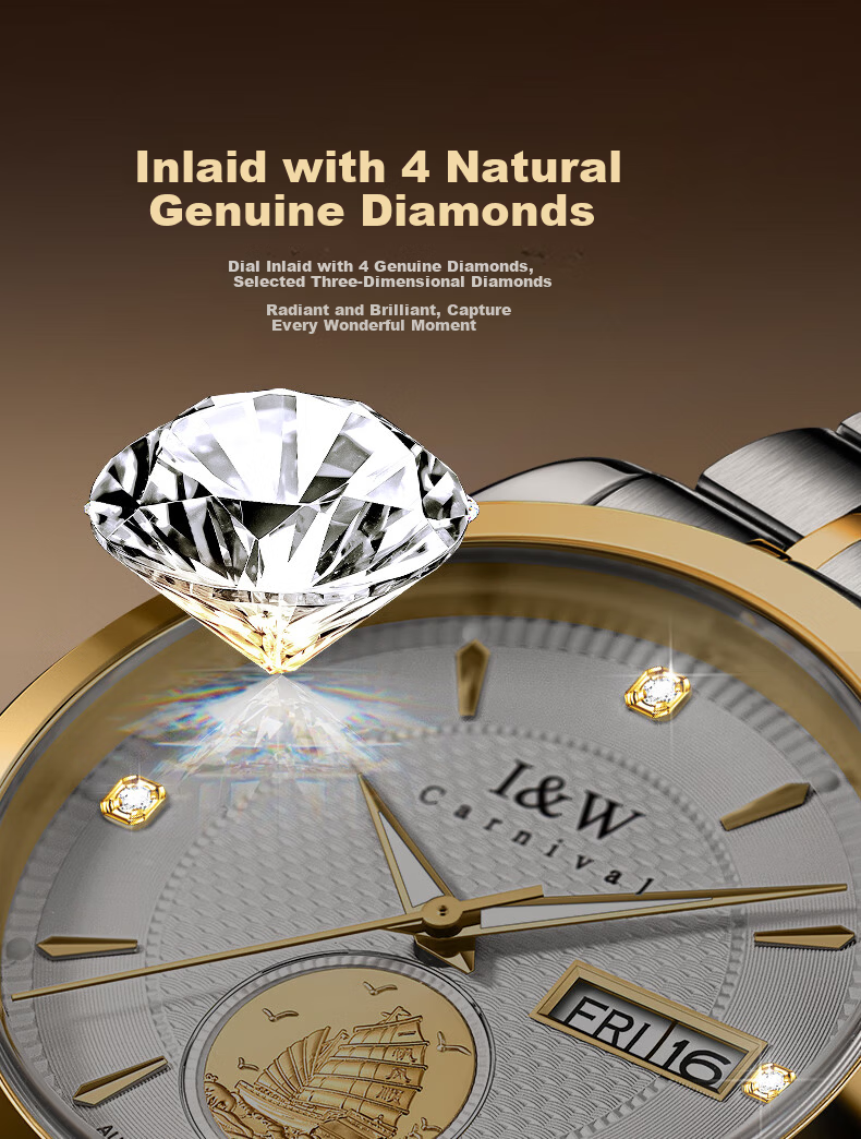 Aiworchi Men's Pure Gold 999 Automatic Mechanical Watch Swiss Top 10 Brand Luxury New Year Gift 7
