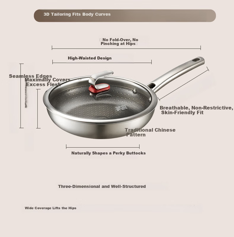 ASD Titanium Ceramic Honeycomb Stainless Steel Non-Stick Frying Pan, Fluorine-Free Coating, Egg and Steak Pan, Compatible with Induction Cookers, Model 28E6 16