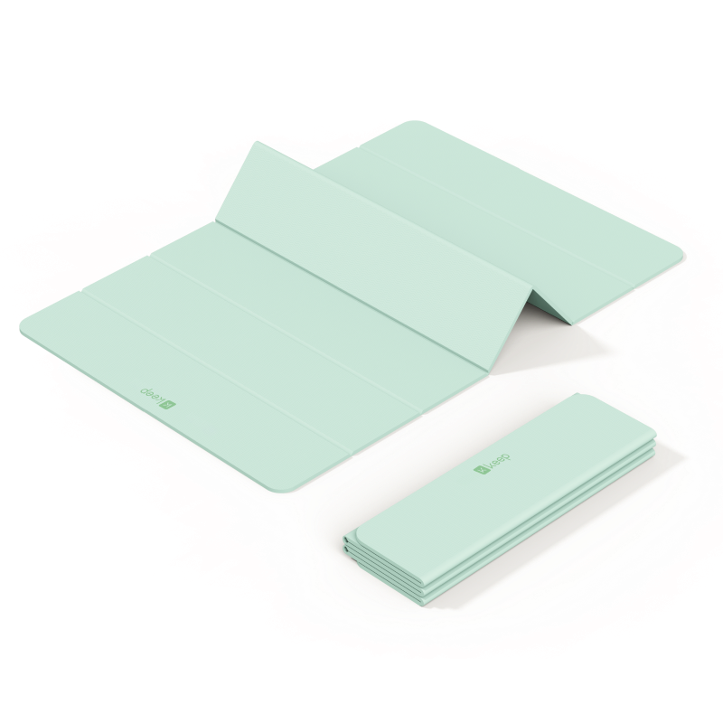 Keep TPE Foldable Yoga Mat Portable Multifunctional Non-Slip Shockproof Mat for Elementary School Students' Nap Mint Green
