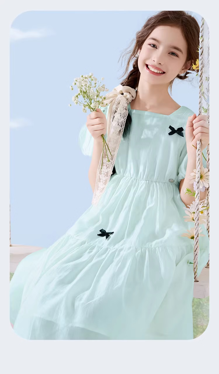 Disney Girls Summer Dress New Children's Princess Dress Large Kids Stylish Tencel Chiffon Dress EQ020 Pink 170 12