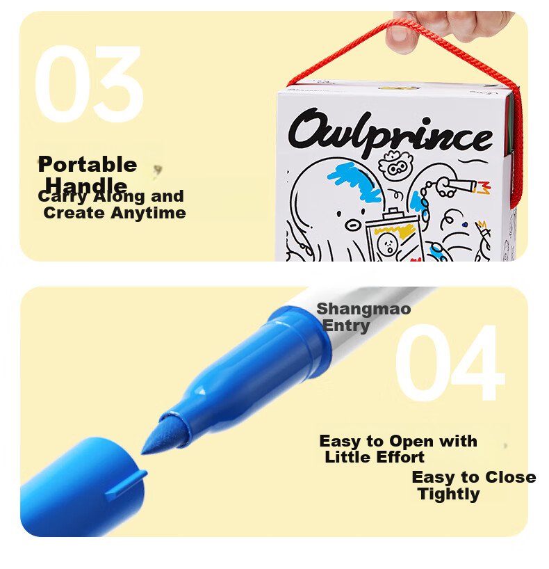 Cat Prince 24-Color Large Capacity Direct Ink Acrylic Markers Soft Tip Washable Watercolor Pens for Kids New Year Birthday Gift 19