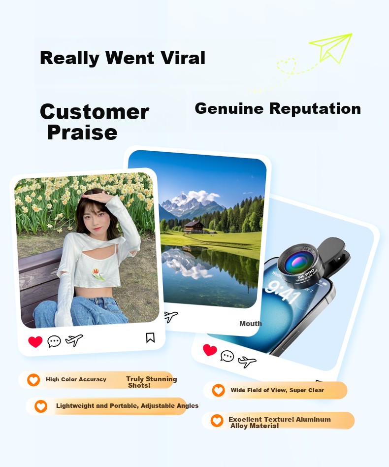 Suoying [Hot Sale 200K+] Wide-Angle Lens Mobile Phone External Camera Dedicated for Live Streaming Universal 9K HD Video Shooting Professional External DSLR-Level Lens 3