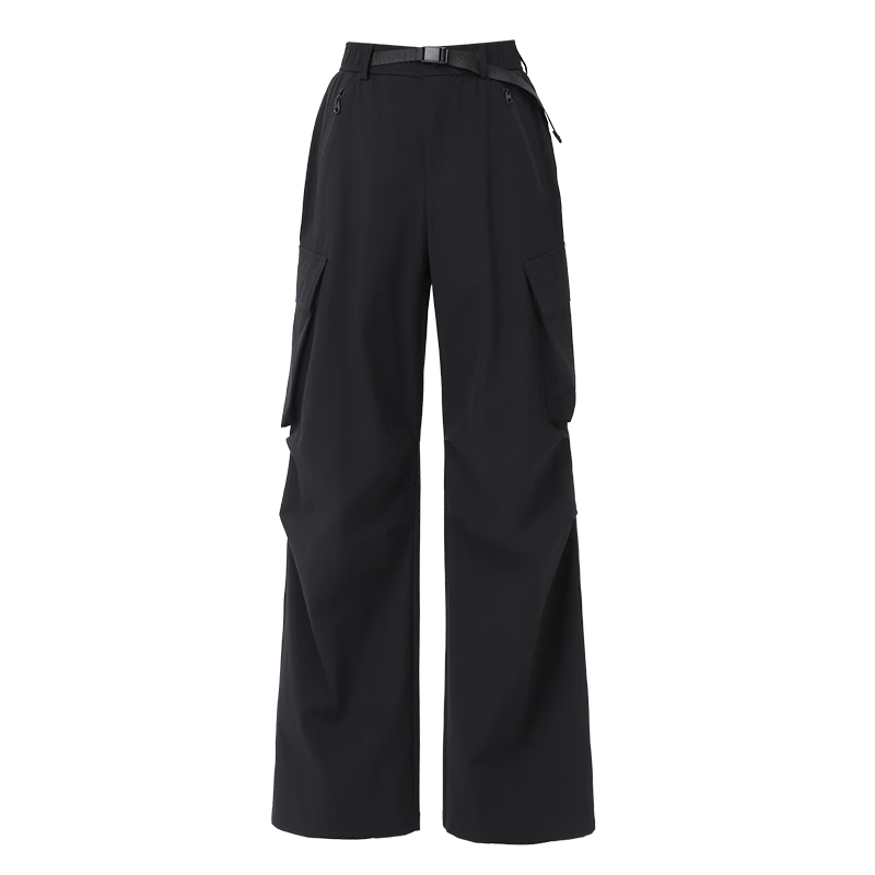 Xueqiman Women's Work Pants 2026 Summer New High-Waist Paratrooper Pants Windproof Waterproof Outdoor Hiking Sports Shell Pants