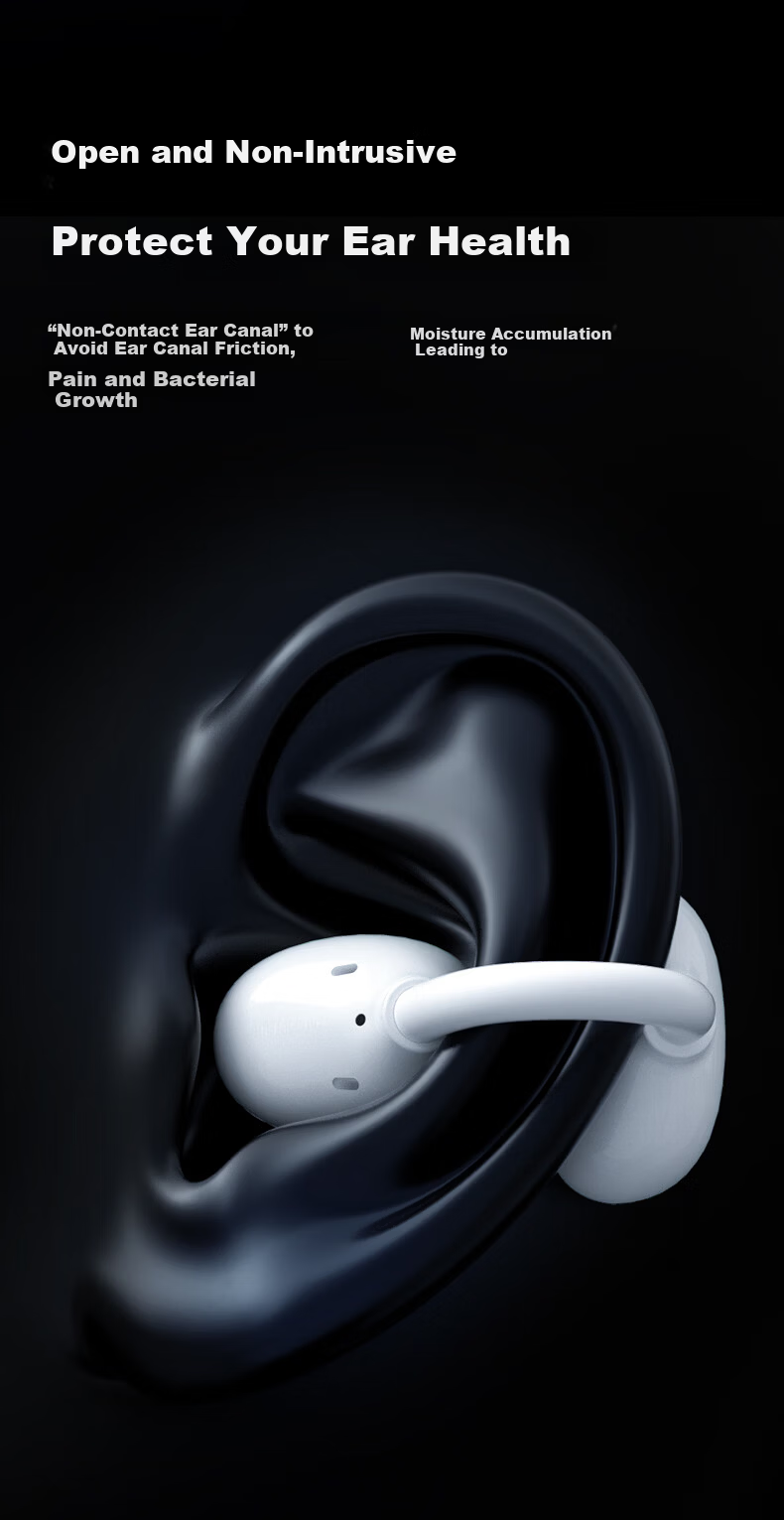 Newmine LY82 Bluetooth Ear Clip Bone Conduction Headphones Open-Ear Noise Cancelling Long Battery Life Compatible with Apple Huawei Xiaomi OPPO Phones 7