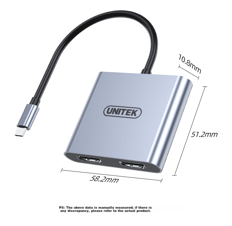 Superior Type-C to Dual HDMI Docking Station Triple Screen Display Splitter 4K HD PD Fast Charging USB Expander Dual Display Adapter USB-C Converter 19
