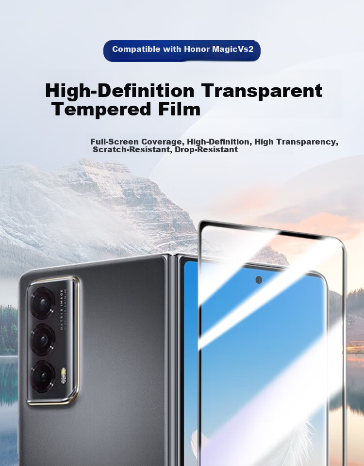 ESCASE [2-Pack] Tempered Glass Screen Protector for Honor Magic Vs2 Vs3 Foldable Phone, Classic Edition, Full Coverage Ultra-Thin Front and Outer Screen, Drop-Resistant, Anti-Fingerprint, HD Film 1