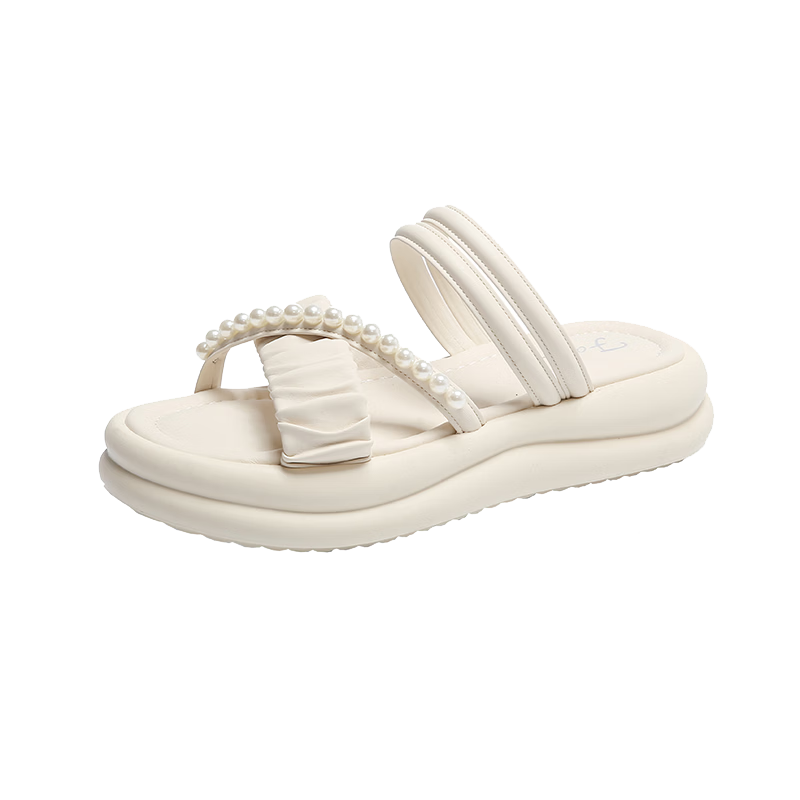 CARTELO Women's Summer New Breathable Comfortable Versatile Thick-Soled Slip-On Soft Sole Sandals 1811 Beige Size 38