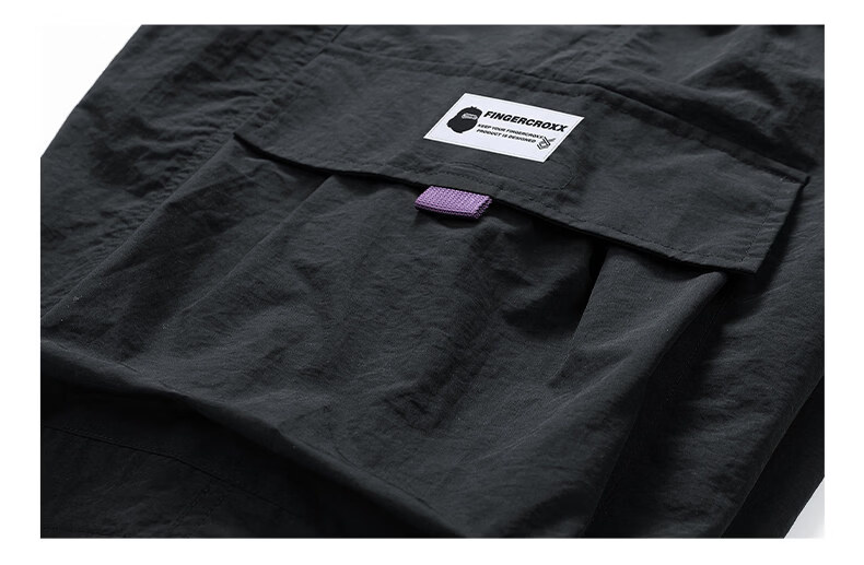 Fingercroxx IT American Style Loose Fit Work Shorts 2026 Summer Men's Lightweight Simple Quick-Dry Knee-Length Shorts Black 2XL 22