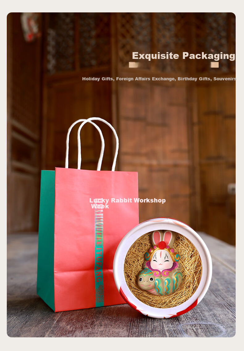 Jitu Workshop Beijing Lucky Rabbit Erye Zodiac Desktop Ornament Office Decoration Souvenir Gift Specialty Handicraft 8