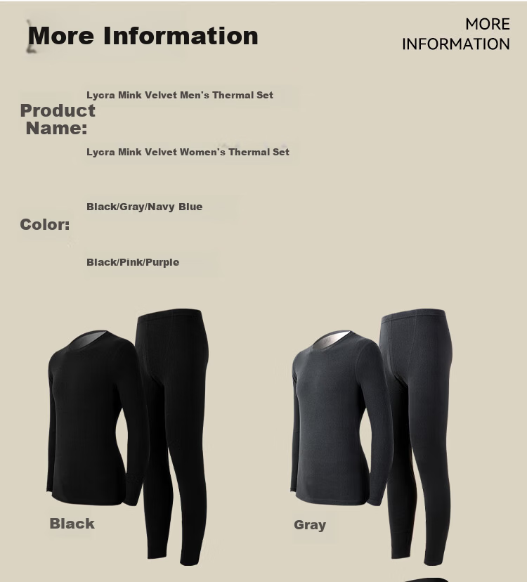 GUJIN Men's Thermal Underwear Set Cashmere Mulberry Silk Warm Abdomen Skin-Friendly Heat Retaining Seamless Base Layer Autumn Top and Bottom 15