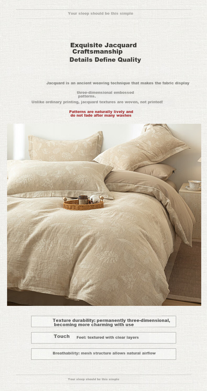 MUJI A-Class Pure Cotton Linen Four-Piece Set Natural Golden Ratio 1.5/1.8m Bed Linen Double Cotton Bedding Set Sheet Duvet Cover 200*230cm 8