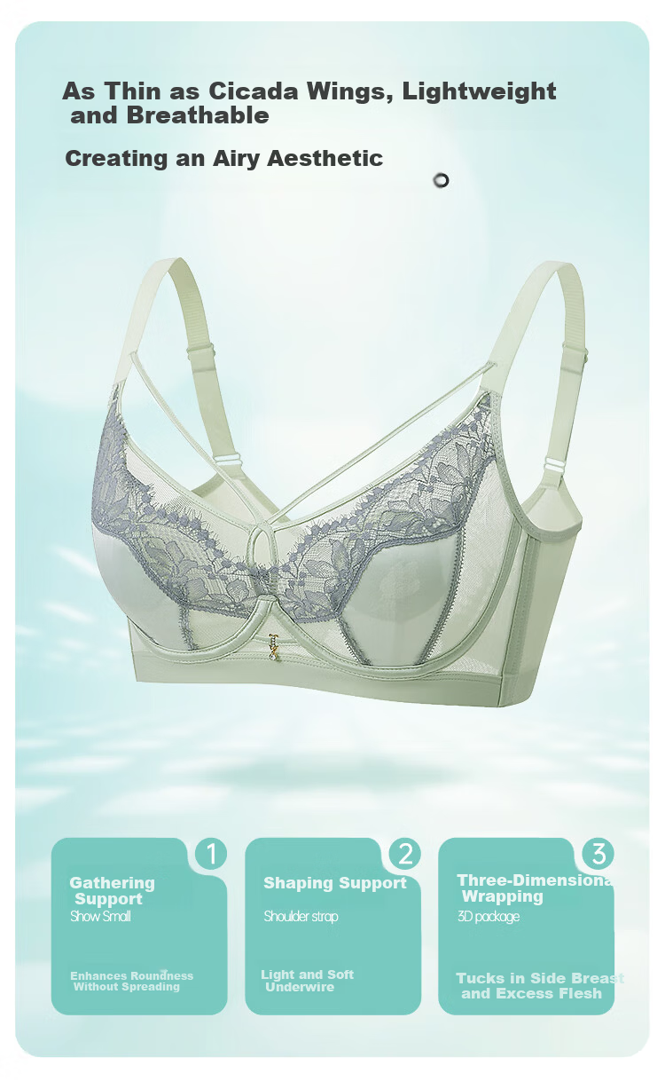 Ordifen Women's Breathable Deep V Small Bust Mango Cup Soft Underwire Push-Up Side Support Bra XBHA18 3