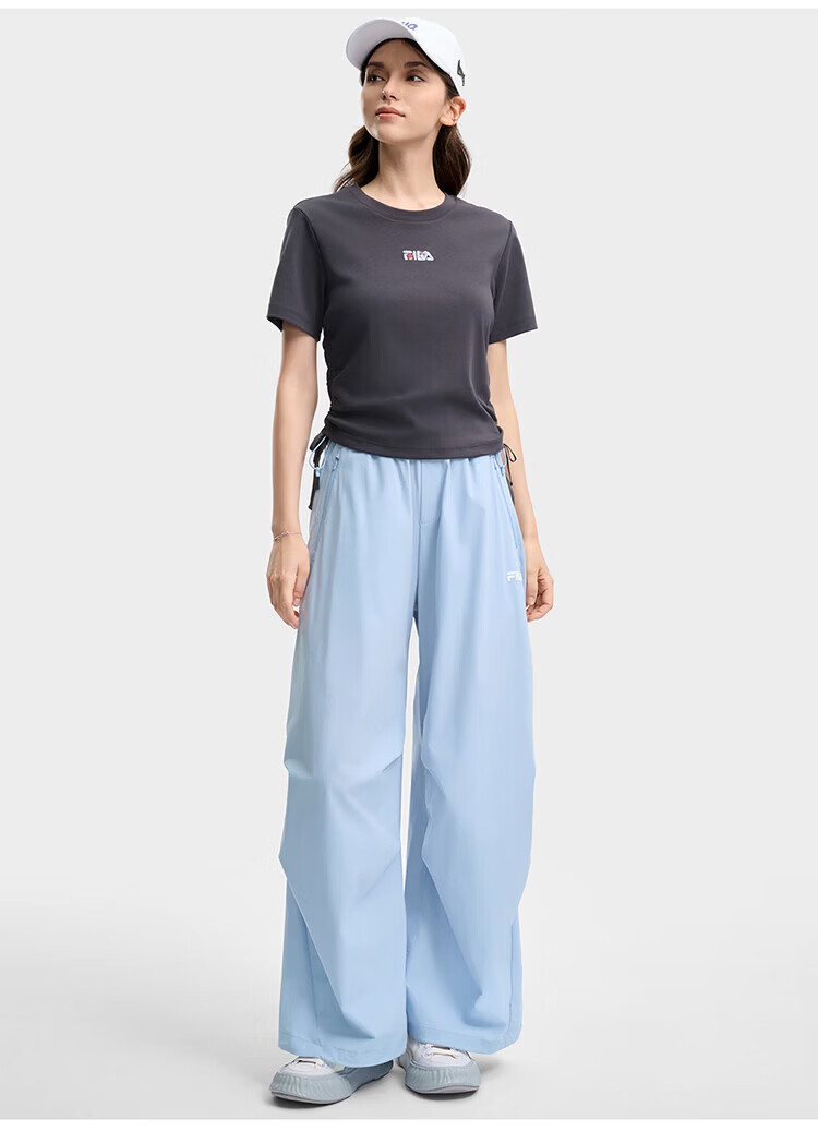 FILA Women's Woven Long Pants 2026 Summer Casual Loose Cool Sun-Protective Straight-Leg Trousers [Han So-hee Style] 54