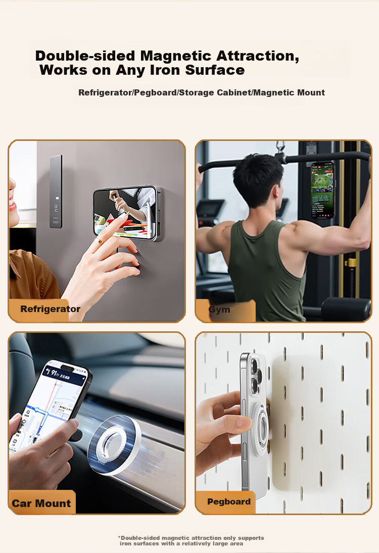 BZBC Dual-Ring Magnetic Car Mount Phone Holder Double-Sided Magnetic MagSafe 360° Rotating Ring Grip Adhesive Fixator 1