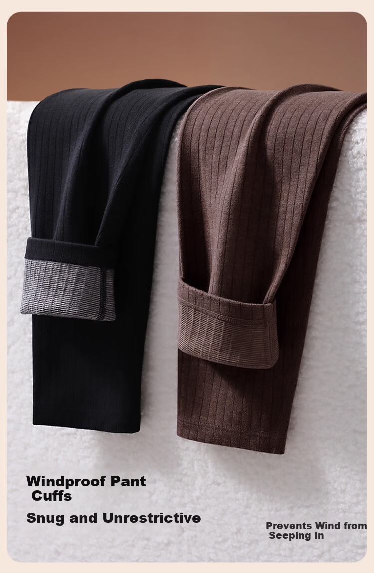 Langsha Men's Thin Autumn Winter Thermal Pants 10A Antibacterial Warm Ginger Wool Silk Cotton Underwear-Free Thermal Trousers for Men 10