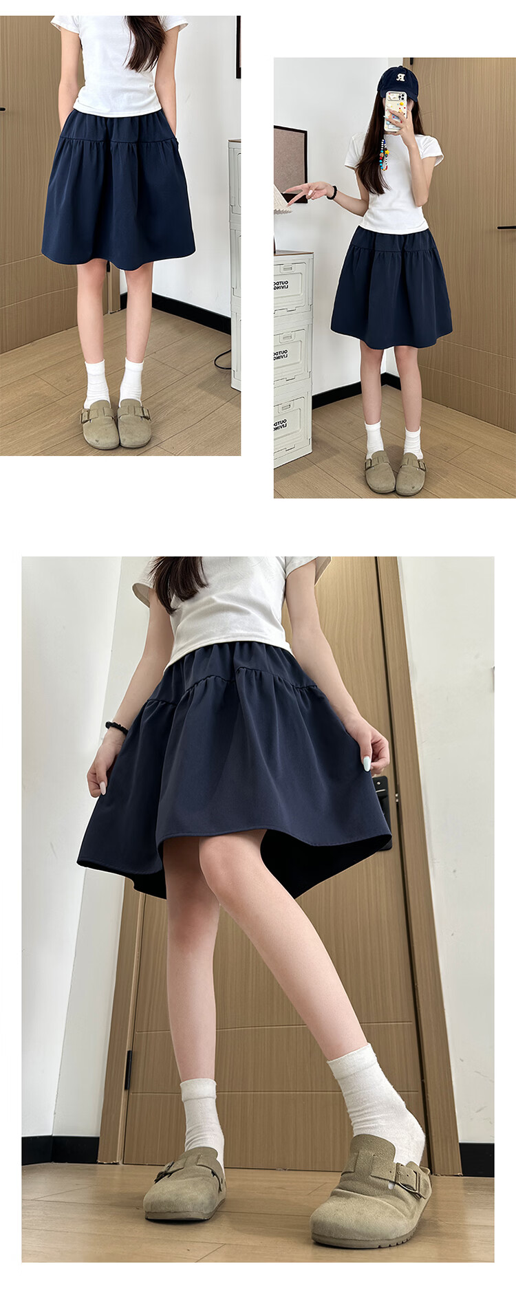 Free Style Japanese Half-Length Skirt for Women 2026 Summer Thin Versatile Slim Fit Petite A-Line Skirt College Style Tulip Five-Point Skirt 11
