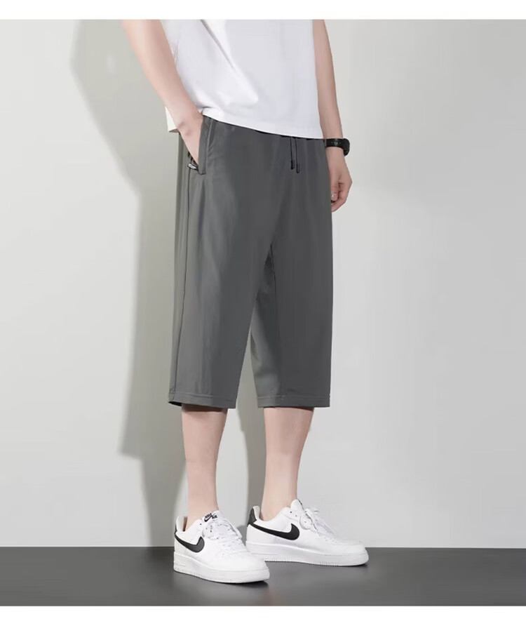 JEEP Men's Summer New Ice Silk Thin Seven-Point Casual Sports Shorts Black L 19