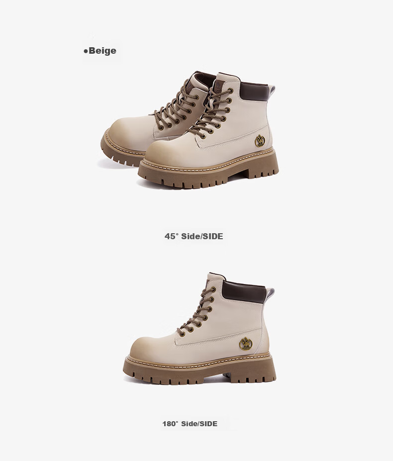 CAMEL [Shanyue] Women's Work Boots Trendy Thick-Soled Martin Boots L25W076018R Earth Yellow (Suede Lining) Size 37 49