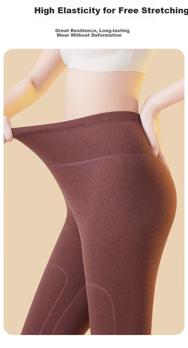 Langsha Women's Thermal Fleece-Lined Thickened Winter Leggings Plus Size Middle-Aged and Elderly Cotton Pants Lamb Wool Autumn Trousers 9