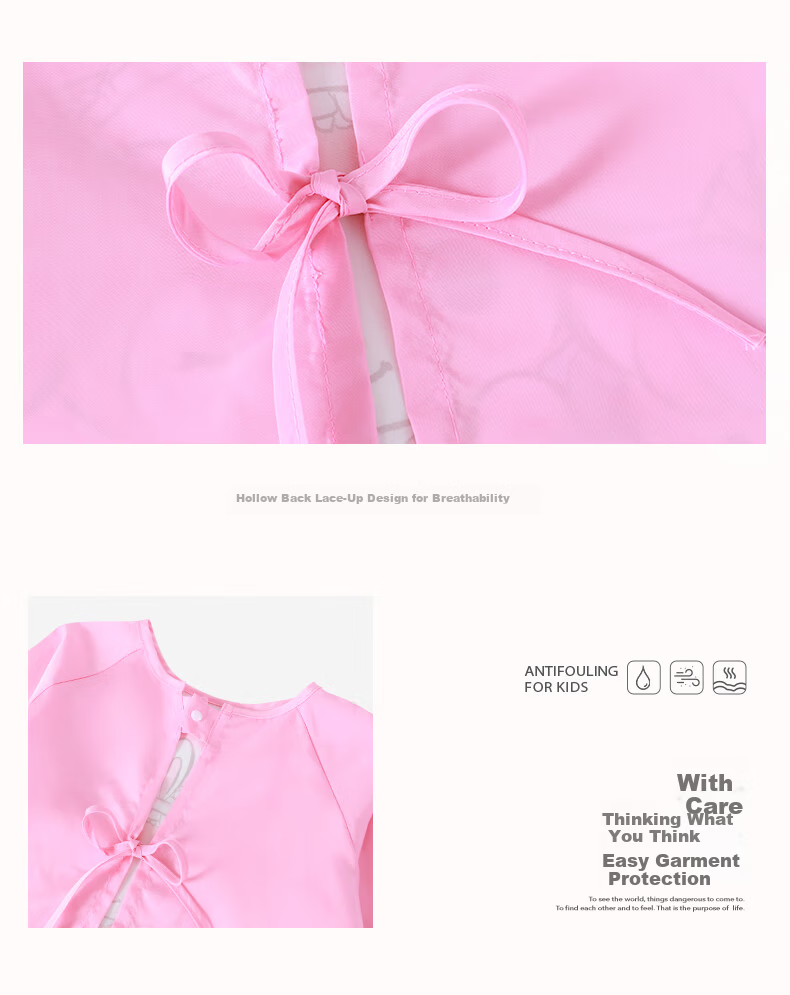 Hello Kitty Kids Waterproof Bib Apron Reversible Smock for Eating and Painting U4202 Rose Pink Size M 9