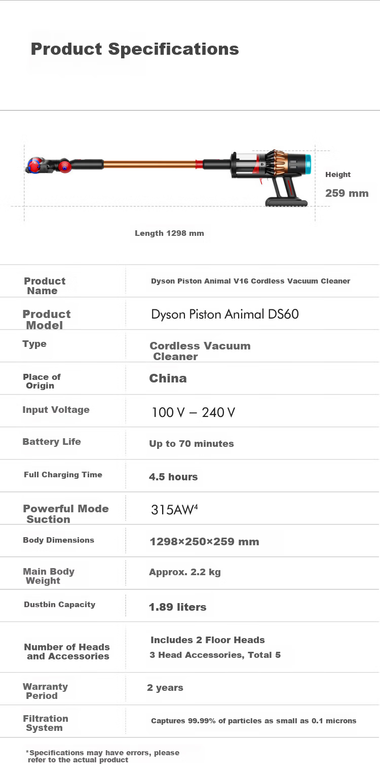 Dyson V16 Piston Animal Cordless Vacuum Cleaner Handheld Wireless Mite Removal Pet Home Use 13