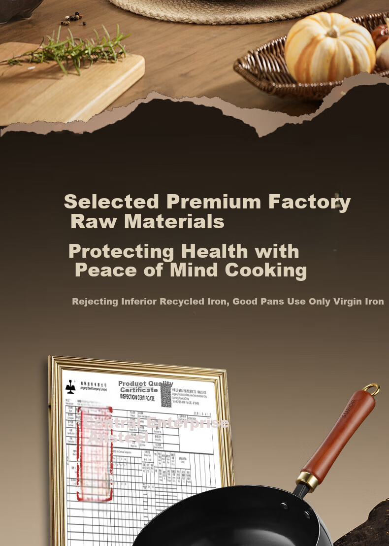 SUPOR Large Belly Wok Cast Iron Non-Coated Nitride Non-Stick Traditional Pumpkin Wok FC24D1 3