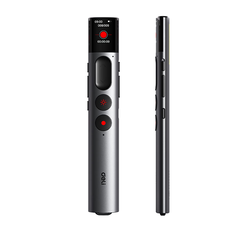 Deli Voice Recording and Page Turning Pen Portable Professional Recorder PPT Page Turner 2-in-1 Student Teacher Lecture Meeting Training Interview 16GB MP132
