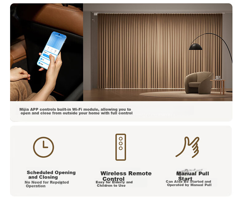 Mijia Hidden Smart Curtain Xiaomi Smart Electric Curtain Voice Control Smart Home Integration 10