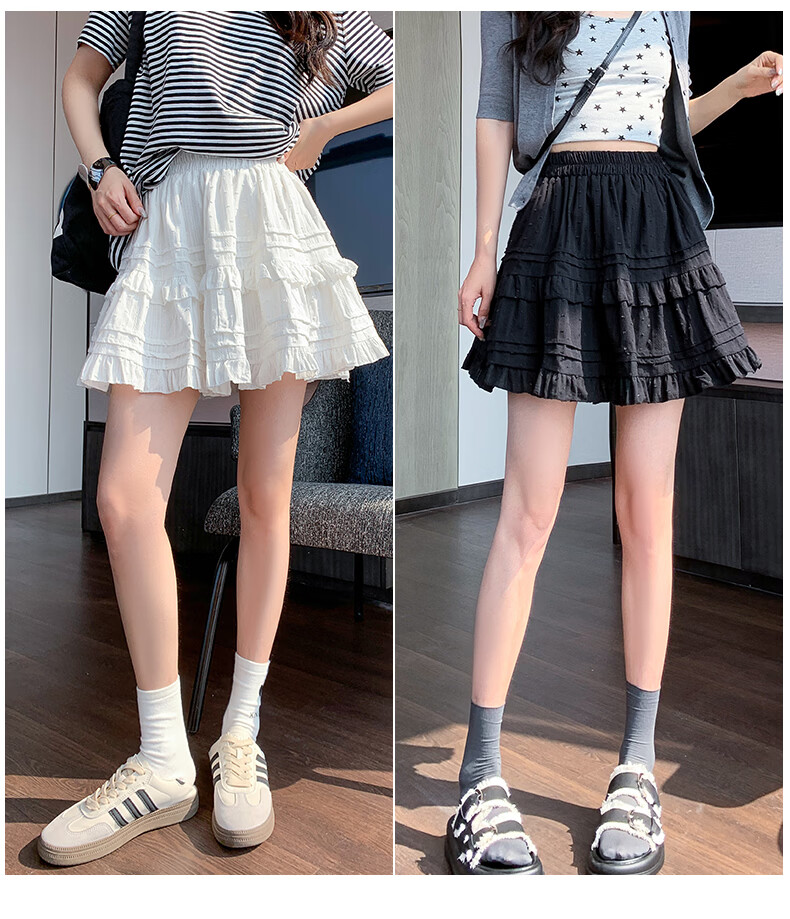 Langsha White Short Skirt for Women Spring Summer Slim Fit Patchwork Cute Anti-Exposure Ballet Style A-Line Puffy Cake Skirt 11