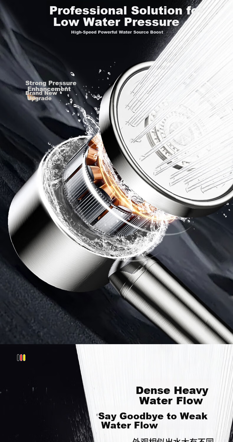 Del 28-Year Brand 304 Stainless Steel Pressure-Boosting Durable Shower Head Home Bath Handheld Sprayer 1305 6