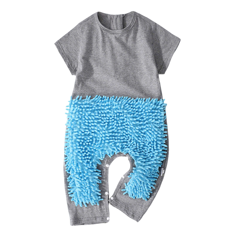 Babyprints Baby Romper Summer Short Sleeve Floor-Length Elbow Protection Crawling Suit Anti-Dirt Cute Outfit Gray 100