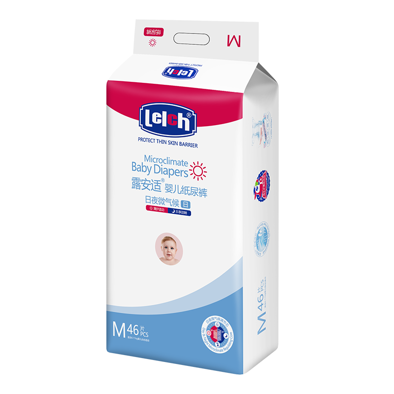 Lelch Day and Night Microclimate Series Daily Diapers M46 (6-11kg) Medium Baby Diapers