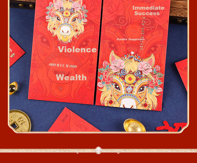 Extreme Space Bonus Red Envelope Gold List Success Birthday Creative Red Packet Work Start Good Luck Red Envelope Newborn Red Packet Bag 6 Pieces 8