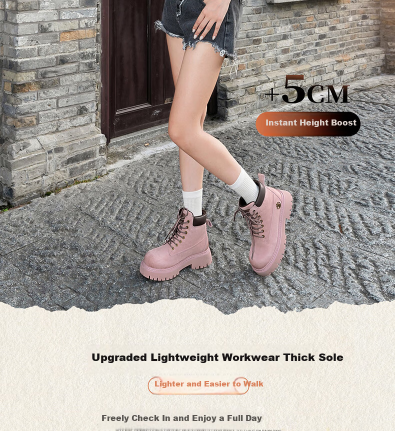 CAMEL [Shanyue] Women's Work Boots Trendy Thick-Soled Martin Boots L25W076018R Earth Yellow (Suede Lining) Size 37 19