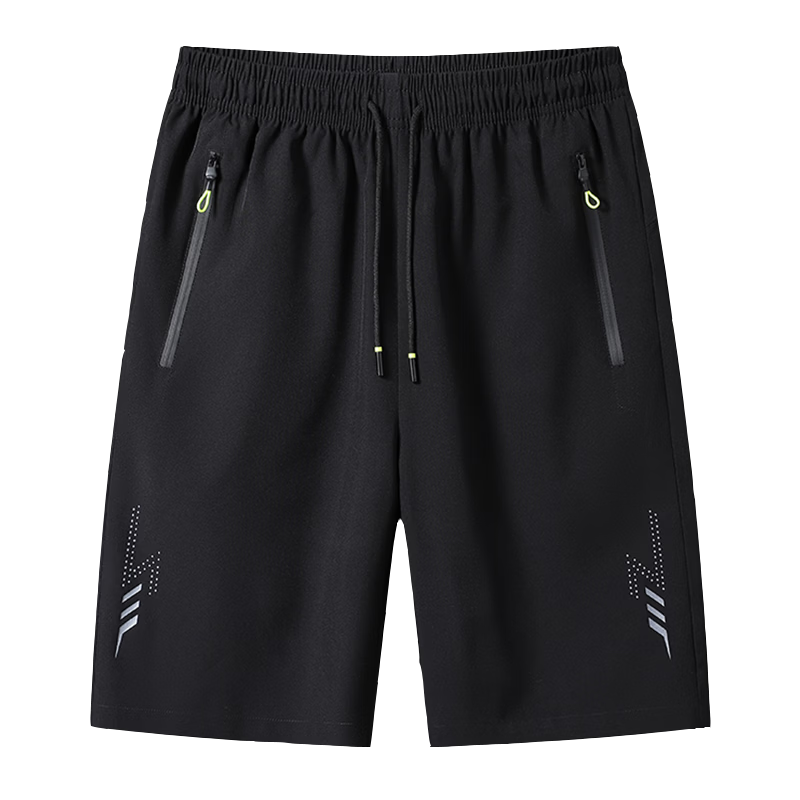 ROMON Men's Ice Silk Breathable Quick-Dry Stretch Loose Casual Summer Shorts 5-Point Mid-Length Pants Black 3X Model 2309