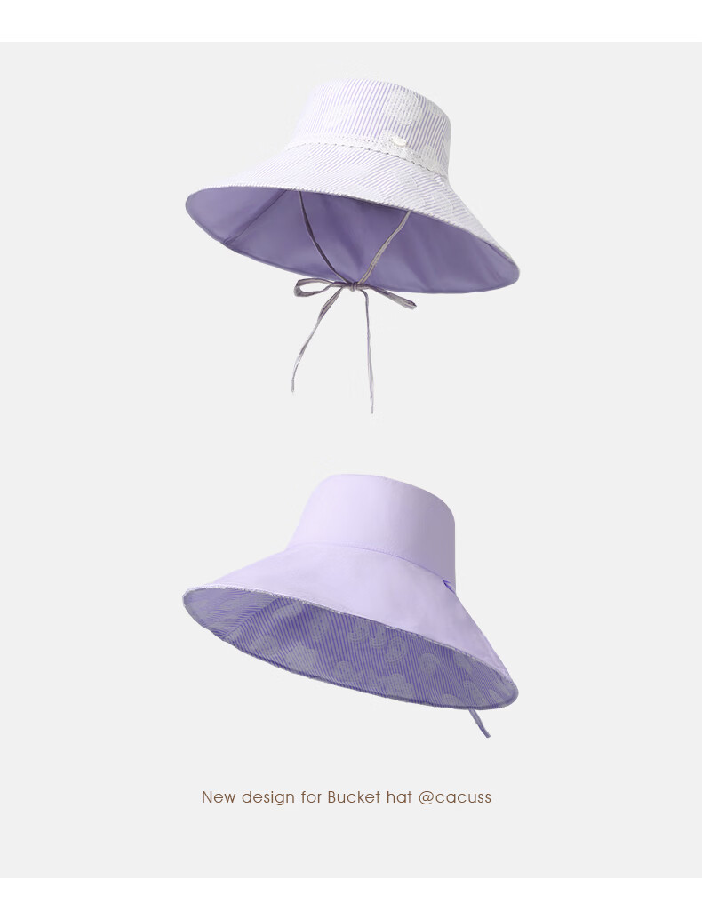 CACUSS Large Brim Sun Hat for Women Spring Summer Reversible Cotton Sun Hat Outdoor Fisherman Beach Hat Purple 16