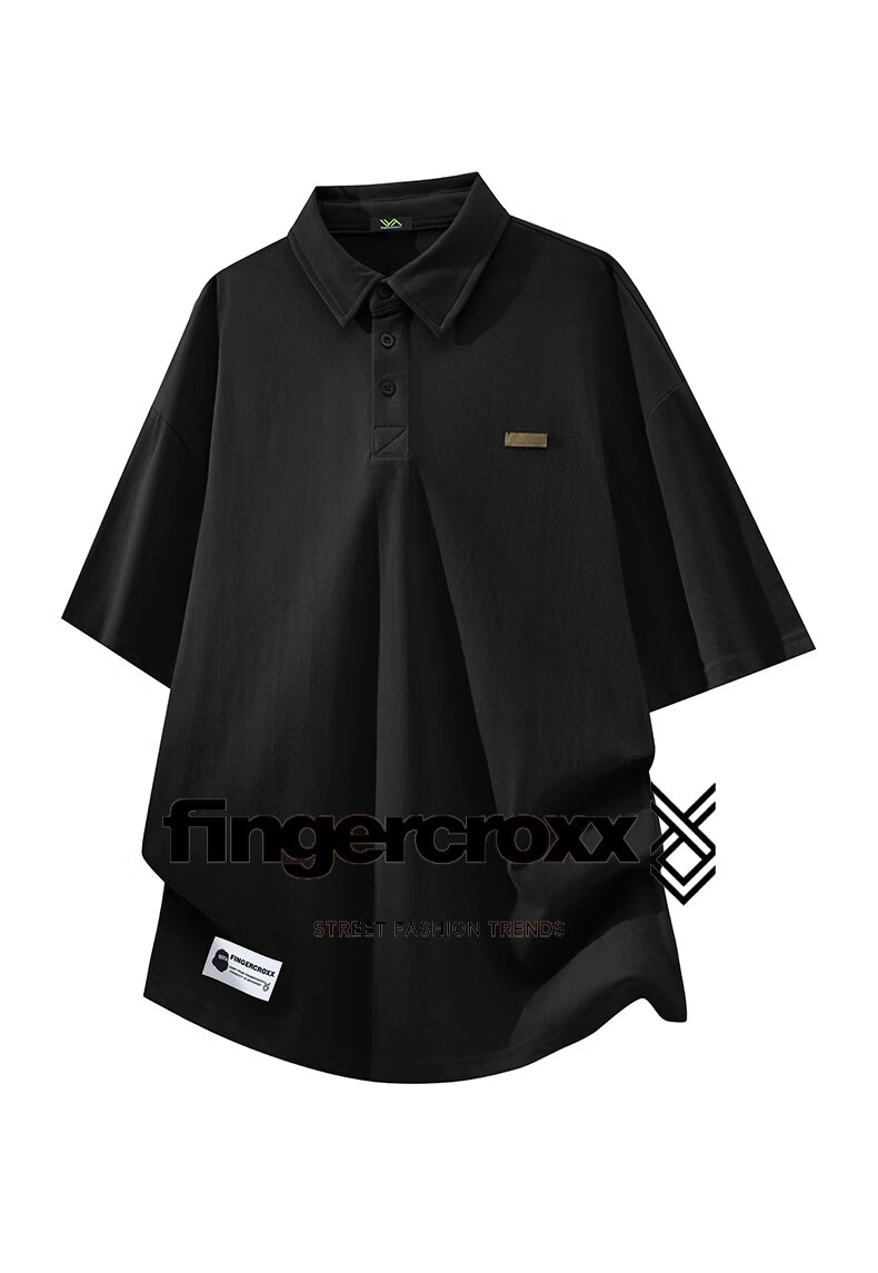 Fingercroxx IT Trendy Casual Polo Shirt Men Summer New Design Short Sleeve T-Shirt Top Gray Green L 3
