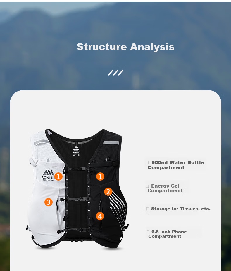 AONIJIE Lightweight Off-Road Backpack, Breathable Quick-Dry Running Pack for Men And Women, Outdoor Hiking 10L Hydration Bag 10