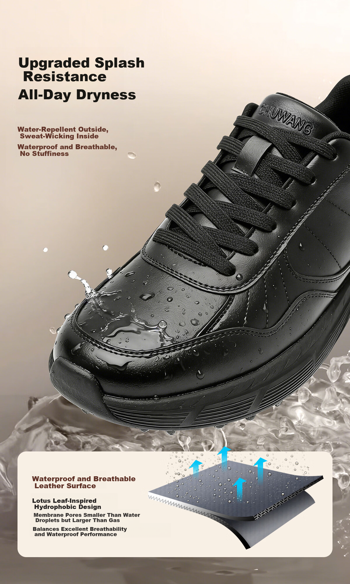 ChuWang Non-Slip Water-Repellent Oil-Resistant Chef Shoes Men's Casual Sports Leather Work Shoes New Model Size 43 13