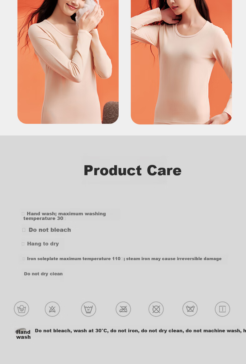 Yiershuang Women's Thermal Underwear High Elastic Cotton Blend Autumn Top and Bottom Set 21