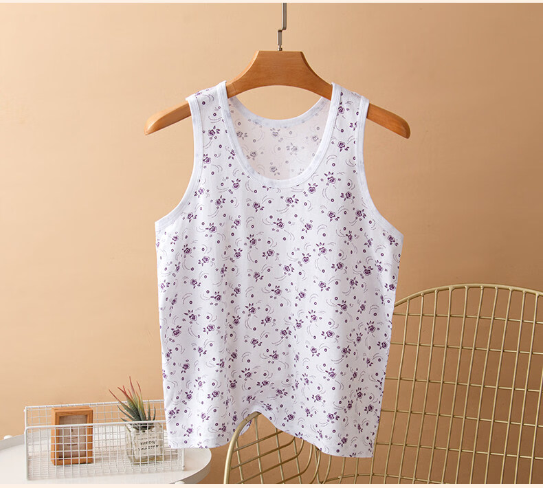 Borui Middle-Aged and Elderly Pure Cotton Vest Plus Size Loose Fit Summer Thin Undershirt for Moms 18